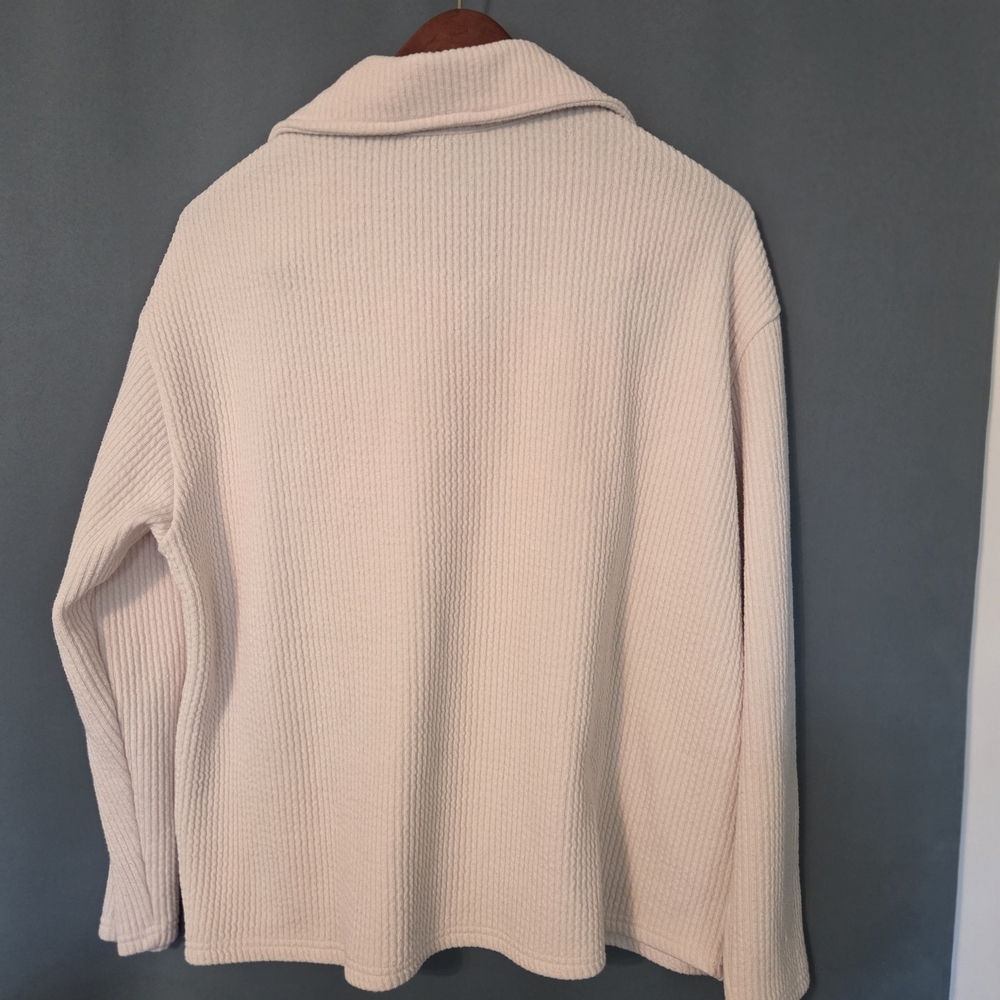 The POST Cream Ribbed Button-Up Shacket - Picture 4 of 5